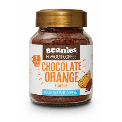 Beanies Chocolate Orange tirpi kava be kofeino stiklinėje 50 g. pakuotėje.