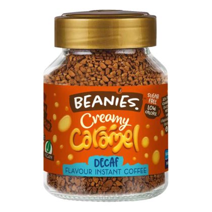 Beanies Creamy Caramel tirpi kava be kofeino stikliniame 50g. indelyje.