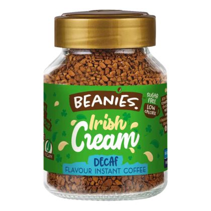 Beanies Irish Cream tirpi kava be kofeino stikliniame 50g. indelyje.