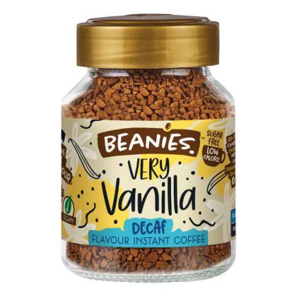 Beanies Very Vanilla tirpi kava be kofeino stikliniame 50g. indelyje.